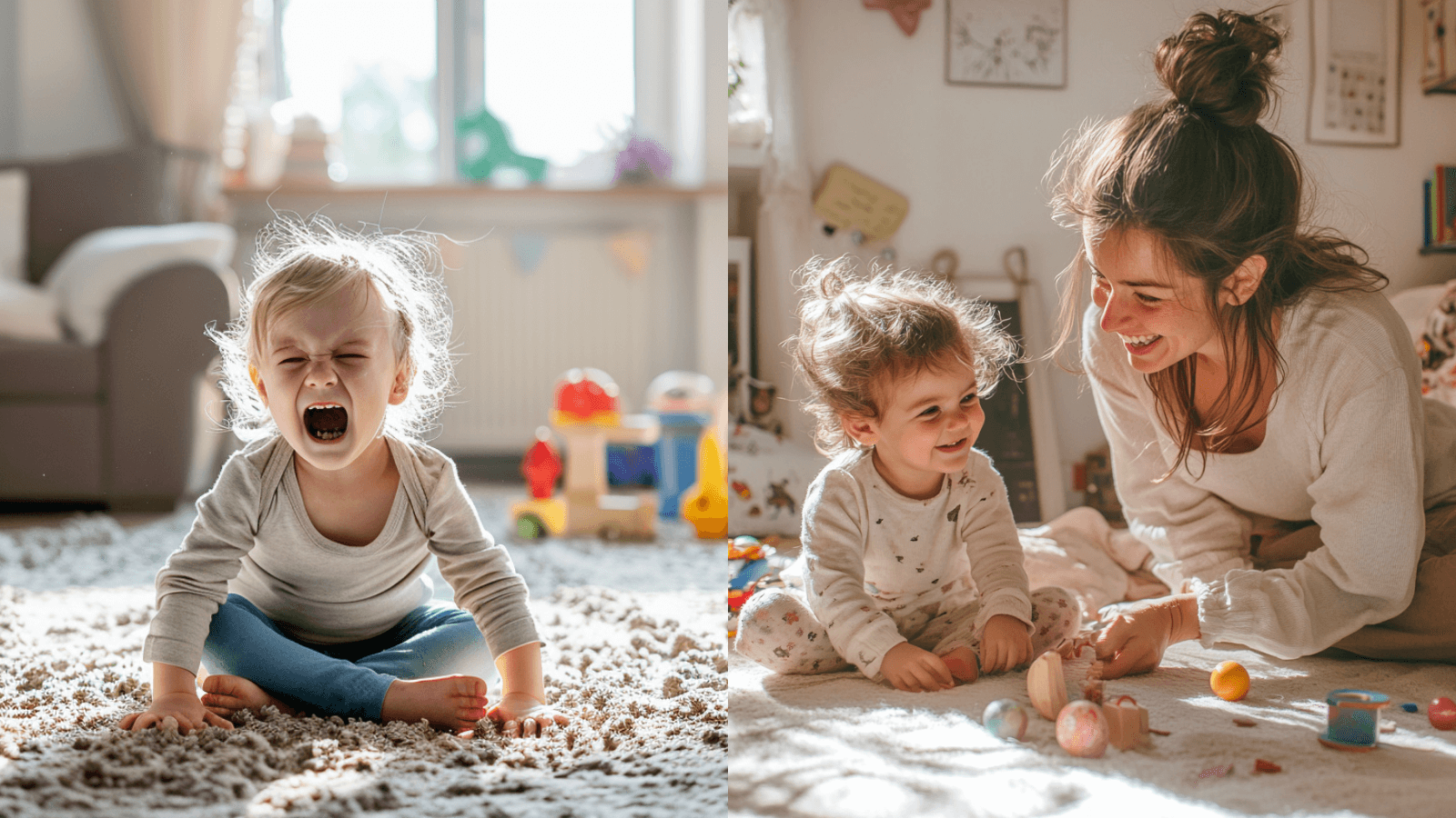 A smiling child hugging an adult tightly, showing feelings of comfort, safety, and secure bonding.